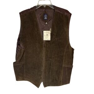 I AM Genuine Suede Leather Vest‎ Mens Retro Western 24W Brown